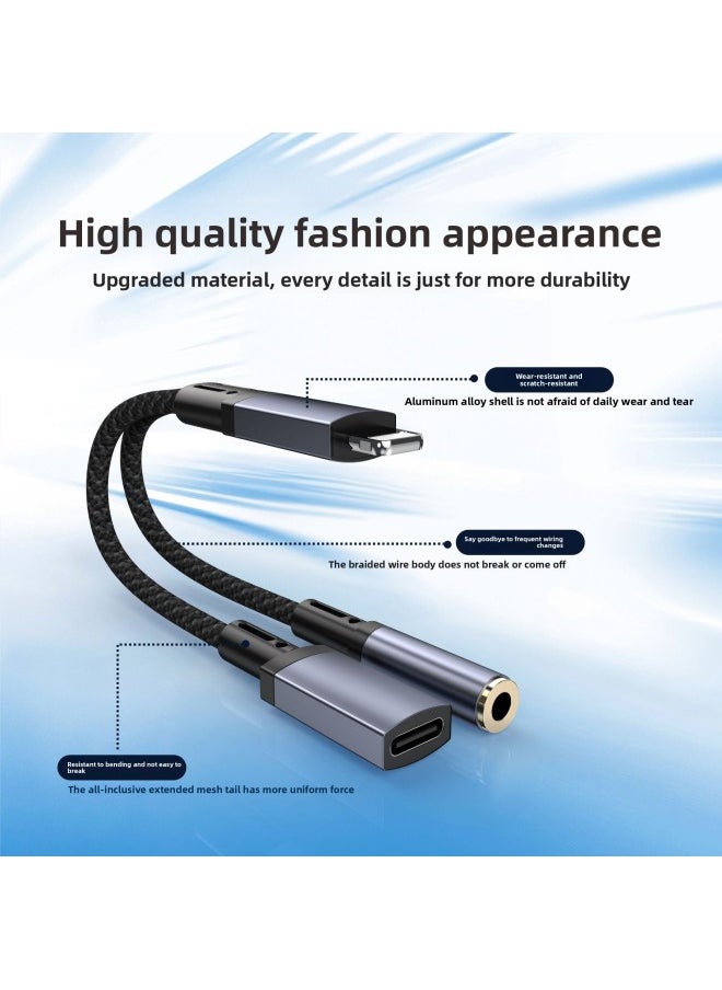Generic - C100 Break Headset Adapter 13 Live Call Audio Six-in-One Adapter Lightning To 3.5mm-Interface Form:C100 Cracked Version Call, Live Broadcast. Charging. Excellent Shield - Image 1