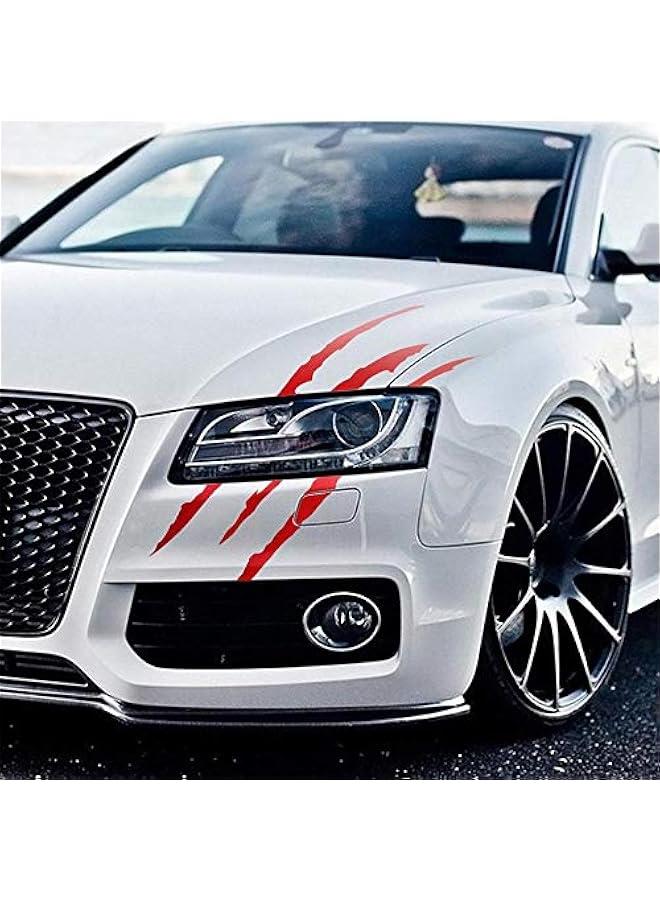 Loquat Claw Mark Car Decals, 16 Inch Car Headlight Stickers, Monster Claw Scratch Sticker for Dodge Challenger Charger, Pack of 2 (Red) - Image 3