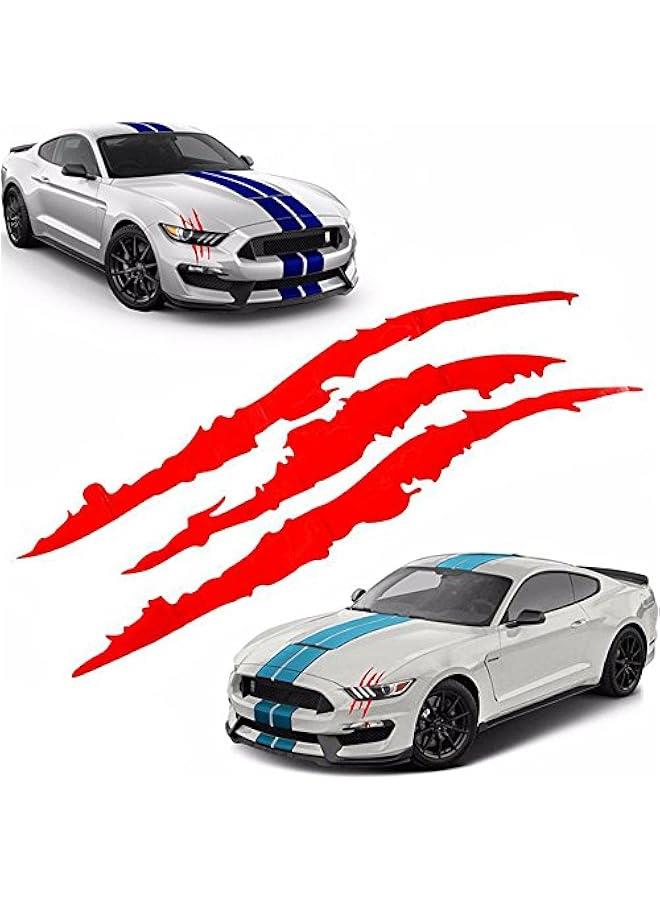Loquat Claw Mark Car Decals, 16 Inch Car Headlight Stickers, Monster Claw Scratch Sticker for Dodge Challenger Charger, Pack of 2 (Red) - Image 2