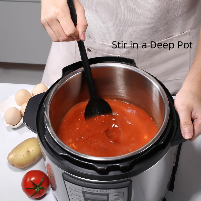 Yoku Made Silicone Cooking Spoon Set, High Heat Resistant Stiff Mixing Spoon, Extra Long Large Kitchen Utensil for Stirring and Serving, 13.6 Inches - Image 4