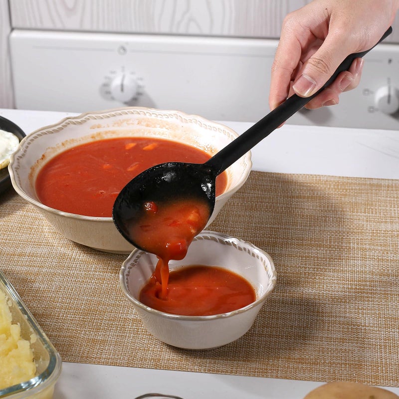 Yoku Made Silicone Cooking Spoon Set, High Heat Resistant Stiff Mixing Spoon, Extra Long Large Kitchen Utensil for Stirring and Serving, 13.6 Inches - Image 5