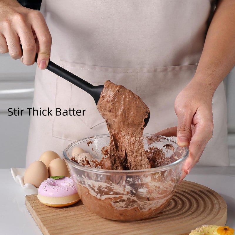 Yoku Made Silicone Cooking Spoon Set, High Heat Resistant Stiff Mixing Spoon, Extra Long Large Kitchen Utensil for Stirring and Serving, 13.6 Inches - Image 2