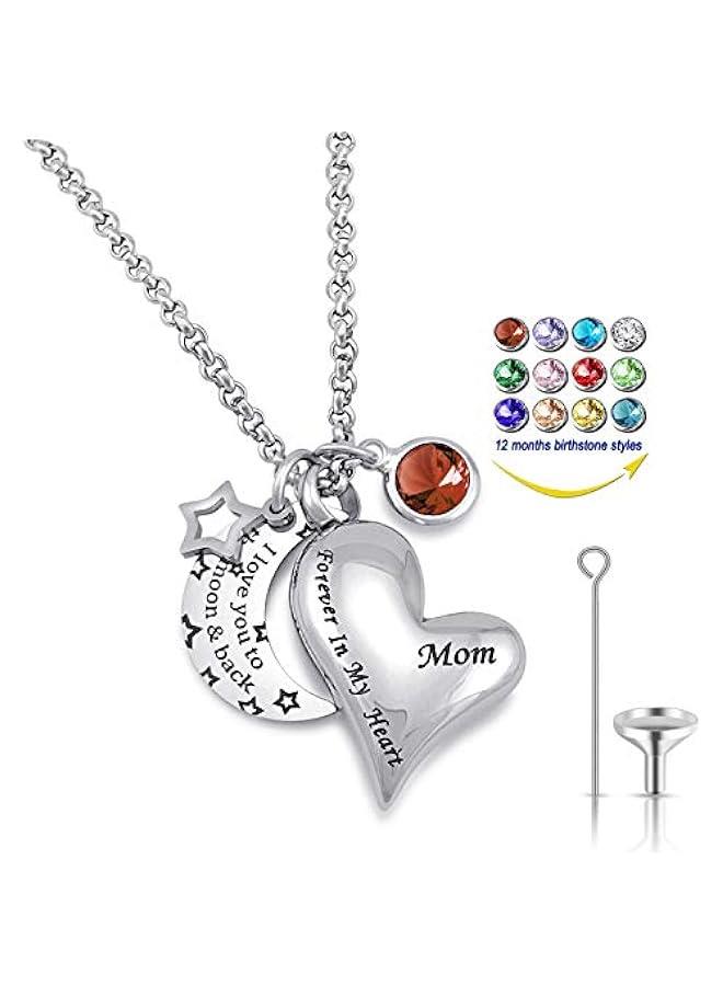 عربست قلادة يوفينج أورن للرماد أنا أحبك إلى القمر والعودة لأمي حفظ رماد المنجد مجوهرات حجر البخت - Image 1