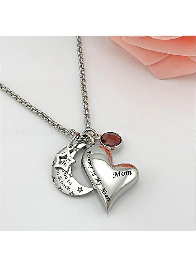 عربست قلادة يوفينج أورن للرماد أنا أحبك إلى القمر والعودة لأمي حفظ رماد المنجد مجوهرات حجر البخت - Image 2