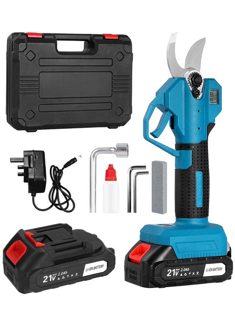 21V Cordless Electric Scissors Professional Gardening Pruning Shears with Storage Box 2 Rechargeable Batteries  Charger for Branch Cutting and Trimming