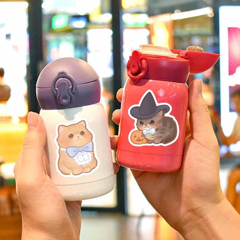 FNGEEN Cute Cat Stickers for Kids Teen Adults 100 Pack, Waterproof Kawaii Stickers Water Bottle Laptop Phone Case Scrapbooking, Cat Birthday Party Kawaii Gift Thing Stuff Item Boy Girl (Kawaii cat 100pcs) - Image 3