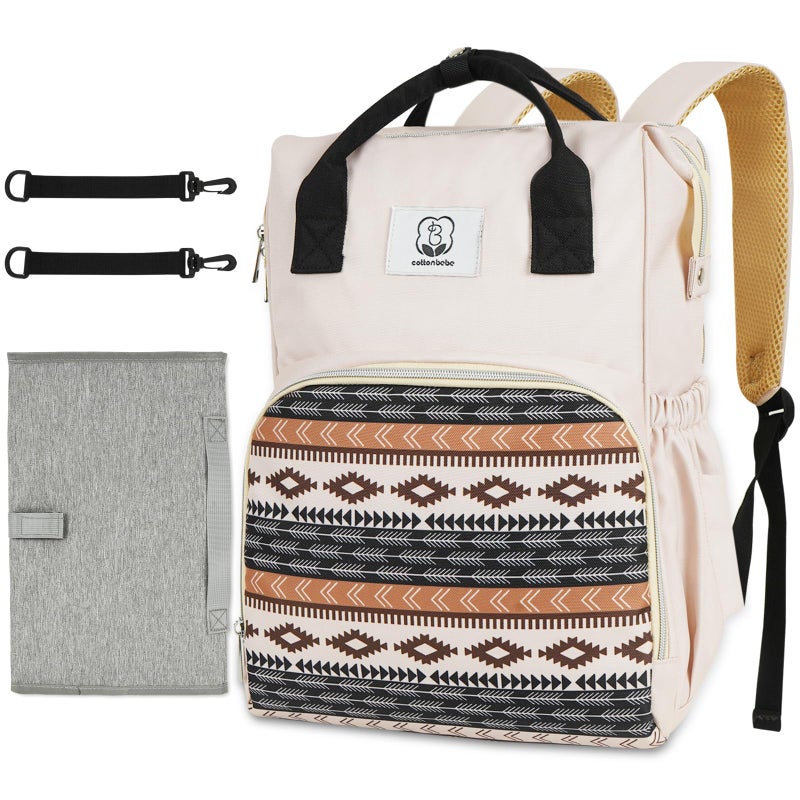 COTTONBEBE Western Diaper Bag with Changing Pad Large Baby Bags Backpack with Stroller Straps Insulated Pockets Multifunction Waterproof Travel Diapers Back pack for Women Man Boho