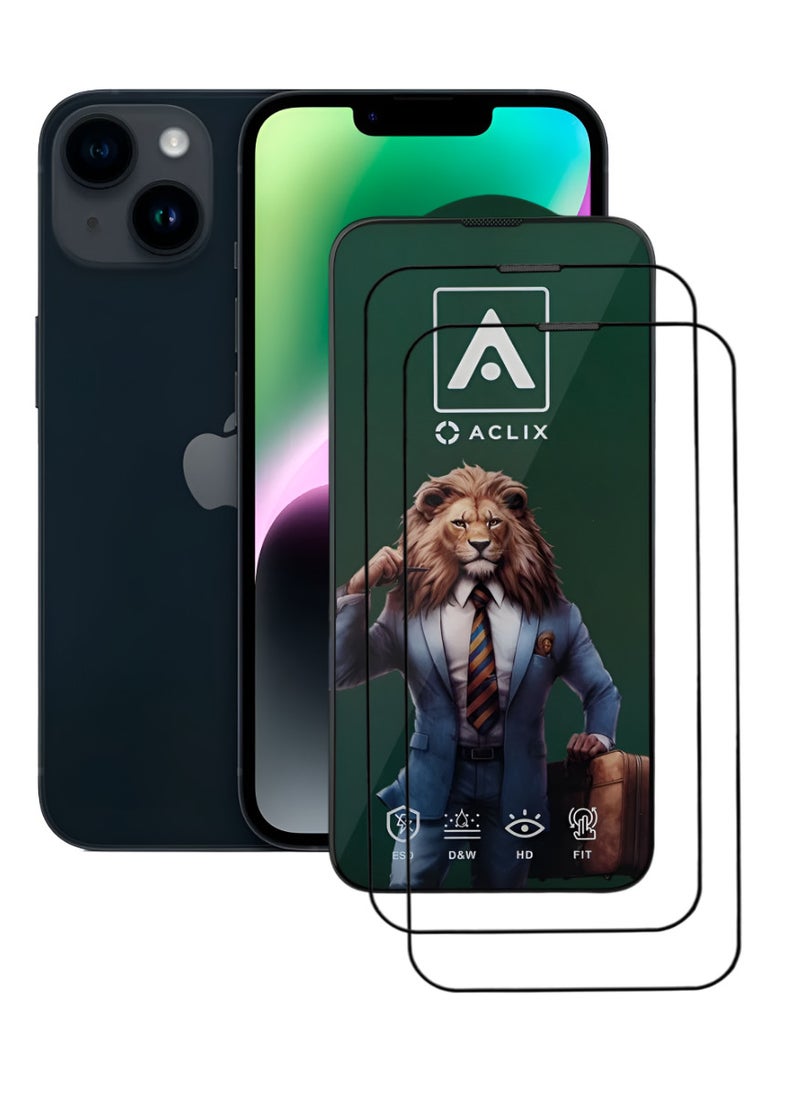ACLIX 2 Pieces Antistatic ESD Dustproof Premium Quality High Definition Tempered Glass Screen Protector Designed For  iPhone 14 Plus - Image 1
