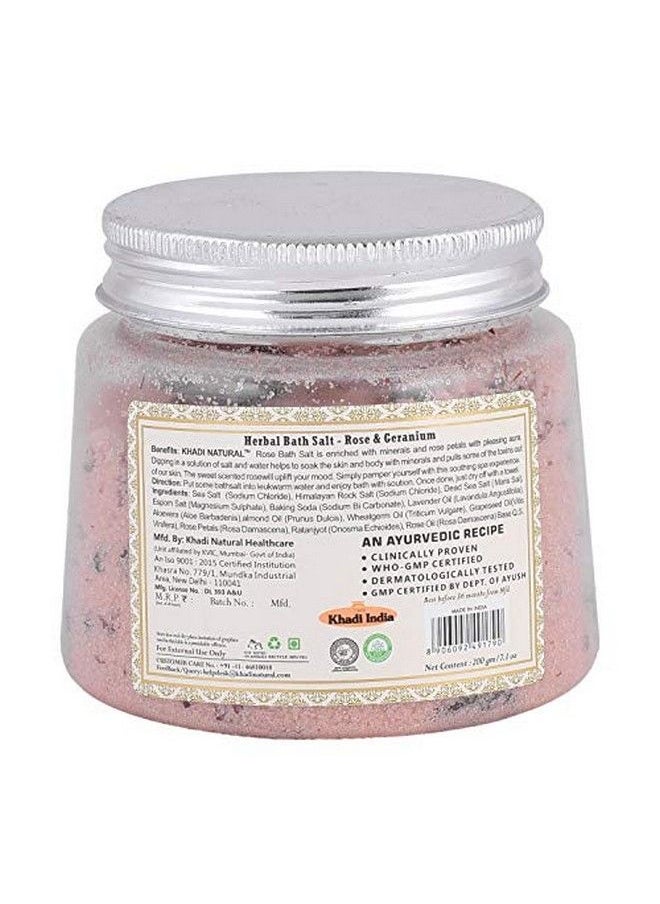 Khadi Natural Ayurvedic Rose Geran W Rose Petals Bath Salt 200G  - Image 3