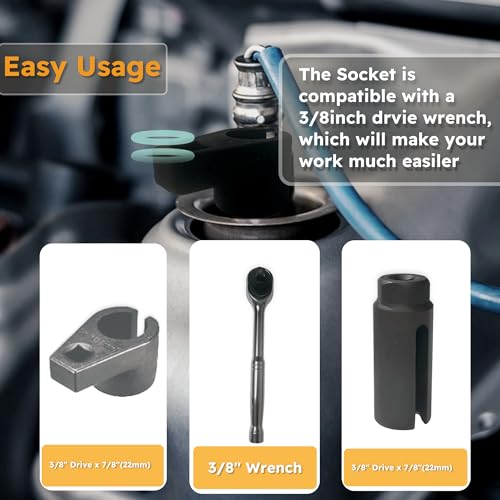 Apeixoto Oxygen Sensor Socket with Side Wire Cutout 3/8” Inch Drive x 7/8” (22mm) fits All Vehicle O2 Removal and Installation Offset Oxygen Sensor Socket - Image 5
