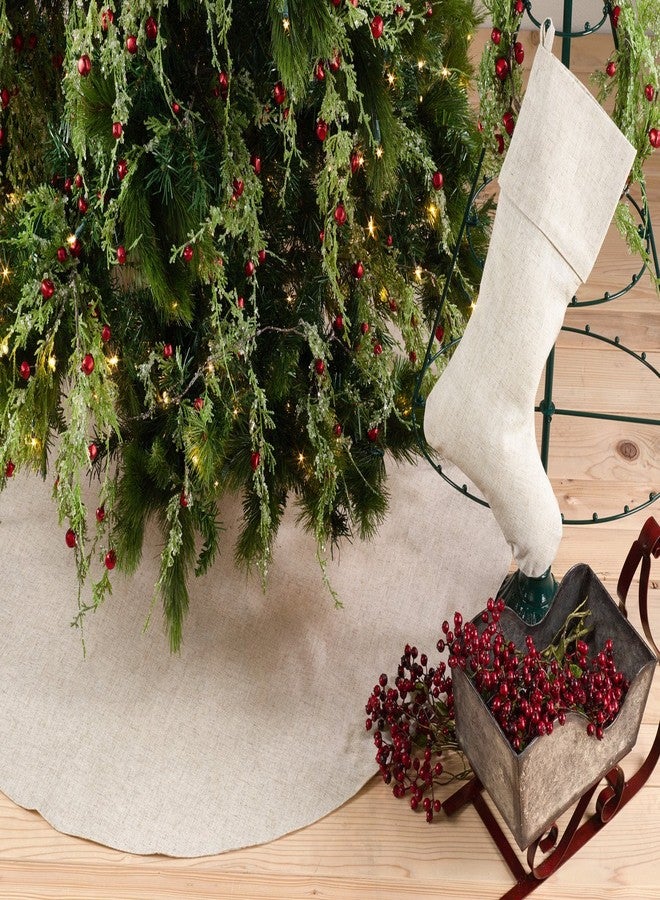 Fennco Styles Natural Linen Blend Decorative Christmas Stocking 7" W X 15" L - Rustic Holiday Décor Stocking for Home, Christmas Tree, Winter Festivals, Office, School Décor - Image 2