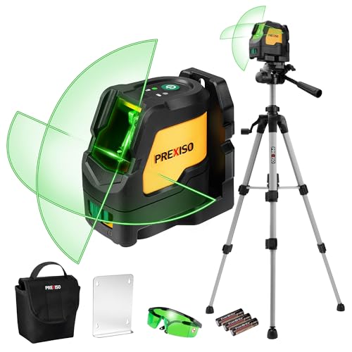 Prexiso Laser Level with Tripod, IP54 Professional 150 Wide Angle - 100Ft Cross Laser Line Tool for Construction, Ceiling Alignment, Floor Tile - Image 1