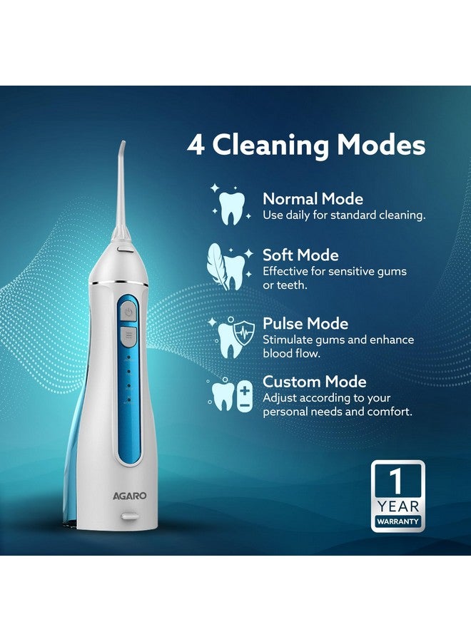 AGARO Ultra Plus Portable Dental Flosser for teeth, 5 Nozzles, Portable,Cordless & Rechargeable,4 Cleaning Modes,IPX7 Waterproof with 200ml Watertank, Flossing at Home & Travel,Oral Flosser,Oral Irrigator - Image 2
