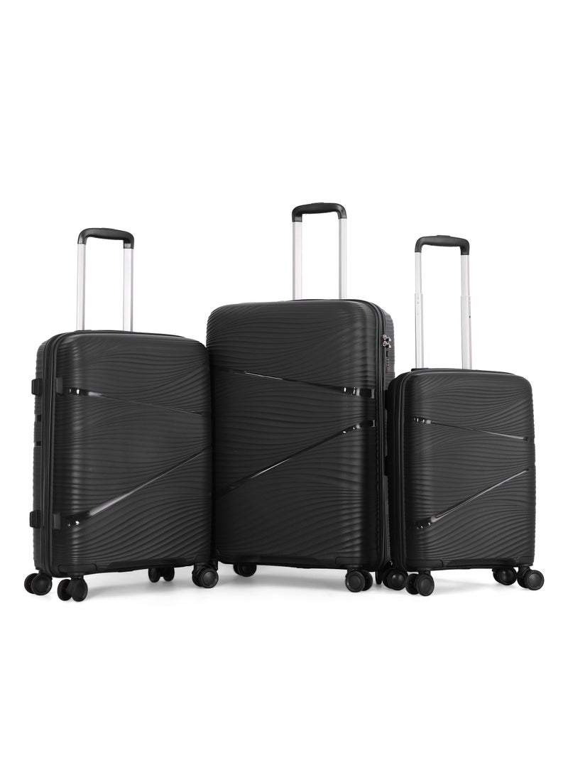 Sonada Trolley Bags 3 PCS Set Hardside Suitcase,Black - Image 1