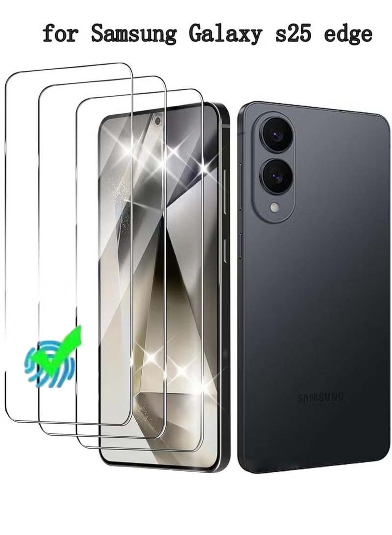 X-level 3 Pack Samsung Galaxy S25 Edge Screen Protector,Tempered Glass Film,Support Fingerprint Unlocking no Bubbles 9H Hardness,Easy Installation for Samsung Galaxy S25 - Image 1