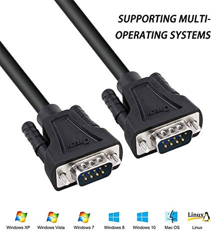 DTech 10ft DB9 to DB9 RS232 Serial Cable Male to Male Simple Null Modem Cord Cross TX RX line 2 Pin Crossed Without Handshake for Computer Data Communication (10 Feet, Black) - Image 5