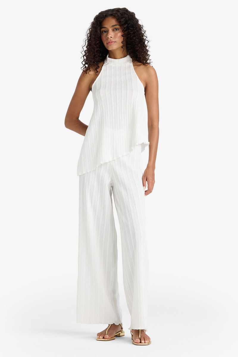 Woman Wide Leg Crinkle Trousers