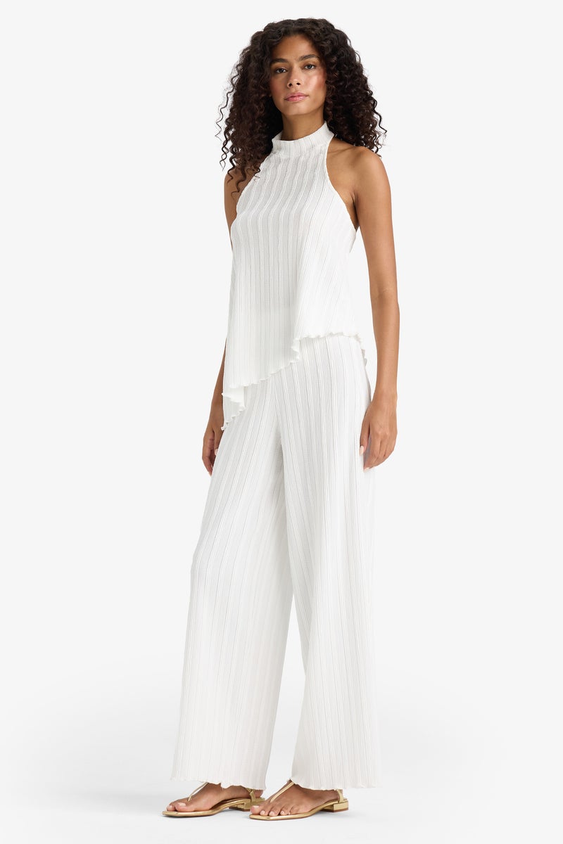 Woman Wide Leg Crinkle Trousers