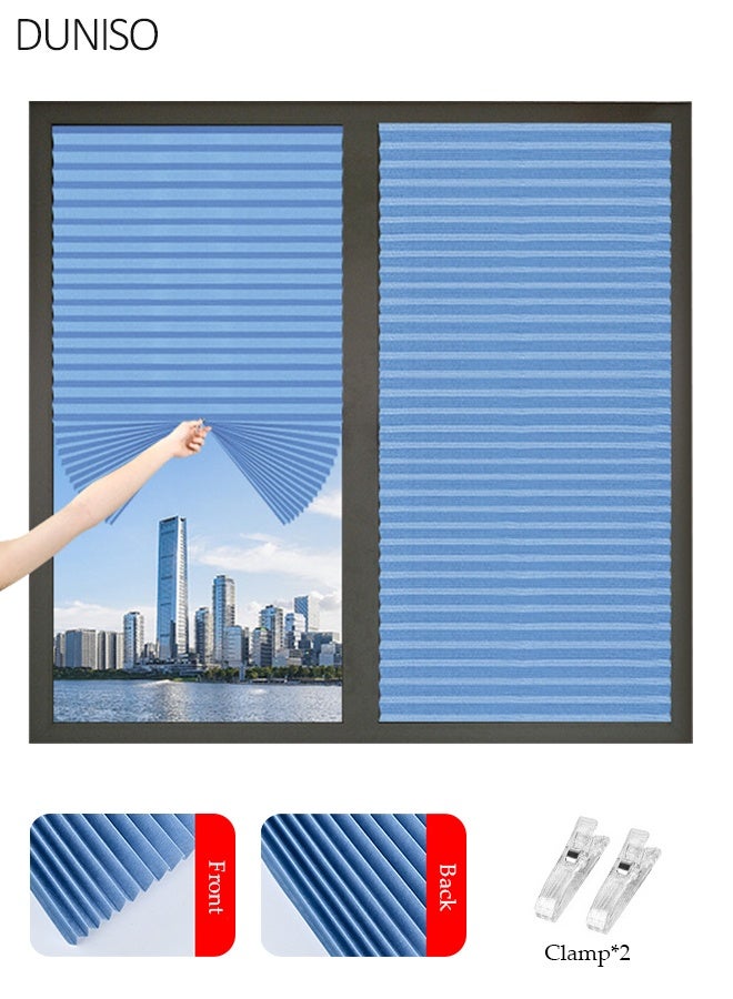 DUNISO Self-Adhesive Pleated Window Blinds 90×180cm, No Drill Temporary Blackout Shades, Privacy Protection Light Filtering Curtain for Home, Office, Bathroom - Image 1