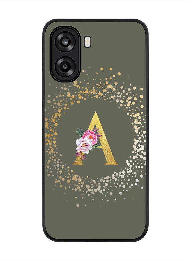 Stylizedd For Oppo A6t 5G / A6t 4G Case,Slim fit Camera Protection, Shockproof Thin Phone cover  - Custom Monogram Floral - A  (Olive Green ) - Image 1