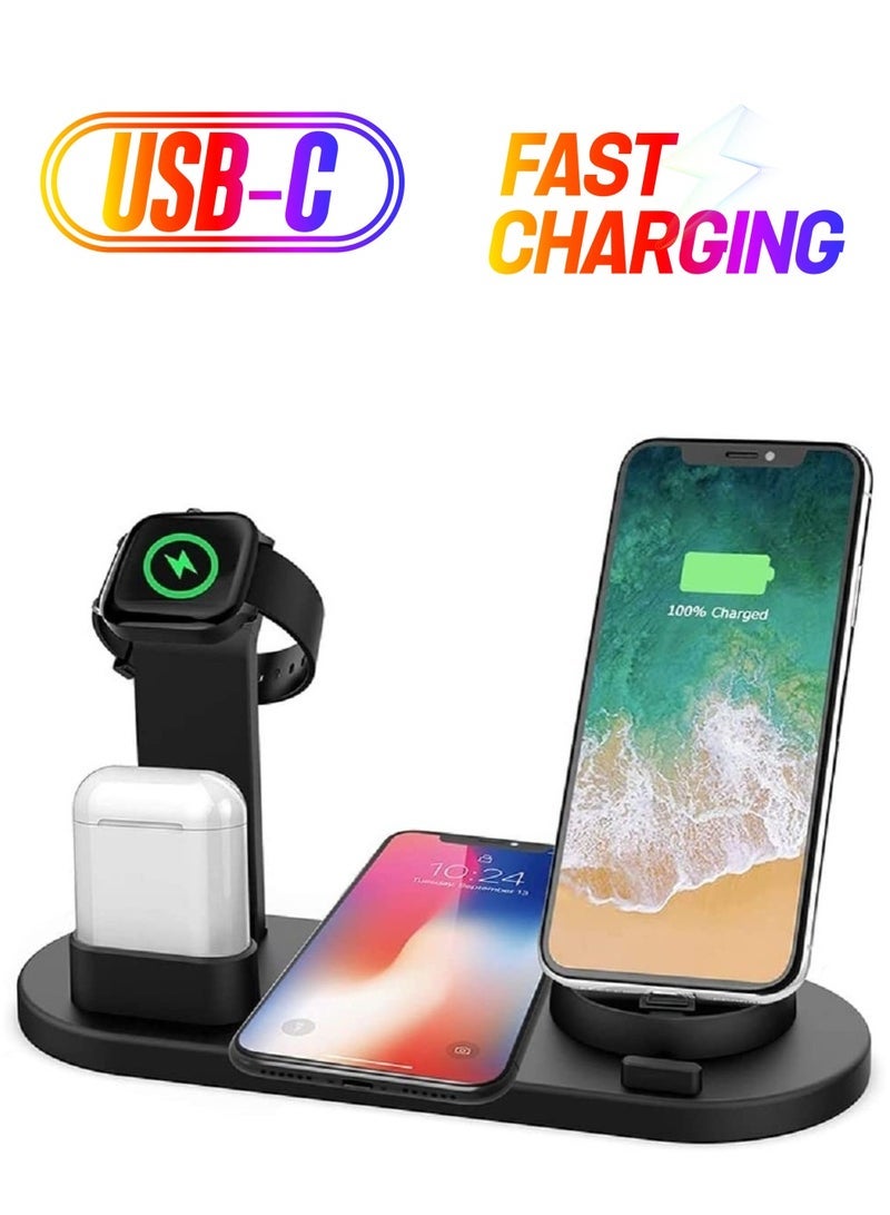 Gravity Wireless Charger,6 in 1 Wireless Fast Charging, Stand for Apple Watch Series 6/SE/5/4/3/2/1, Qi Wireless Charging Dock for iPhone 12/11/Pro/Max/XS/Max/XR/XS/X - Image 1