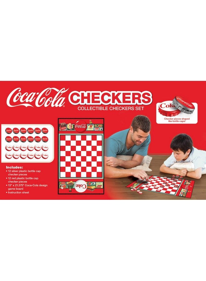 MasterPieces MasterPieces Family Game - Coca-Cola Checkers - Officially Licensed Board Game for Families, Green,red,silver - Image 3