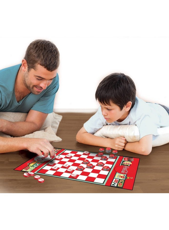 MasterPieces MasterPieces Family Game - Coca-Cola Checkers - Officially Licensed Board Game for Families, Green,red,silver - Image 4