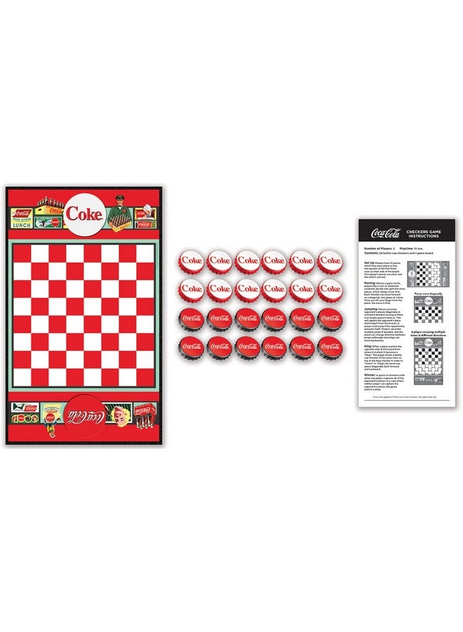 MasterPieces MasterPieces Family Game - Coca-Cola Checkers - Officially Licensed Board Game for Families, Green,red,silver - Image 2
