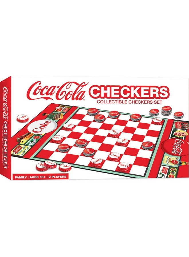 MasterPieces MasterPieces Family Game - Coca-Cola Checkers - Officially Licensed Board Game for Families, Green,red,silver - Image 1