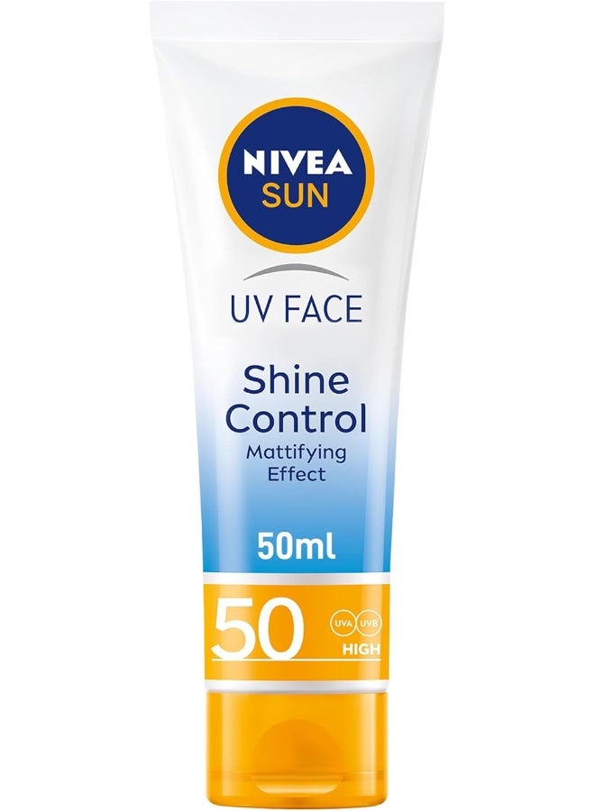 نيفيا صن كريم للوجه ، تحكم في اللمعان بالأشعة فوق البنفسجية ، عامل حماية من الشمس 50 ، أنبوب 50 مل - Image 1