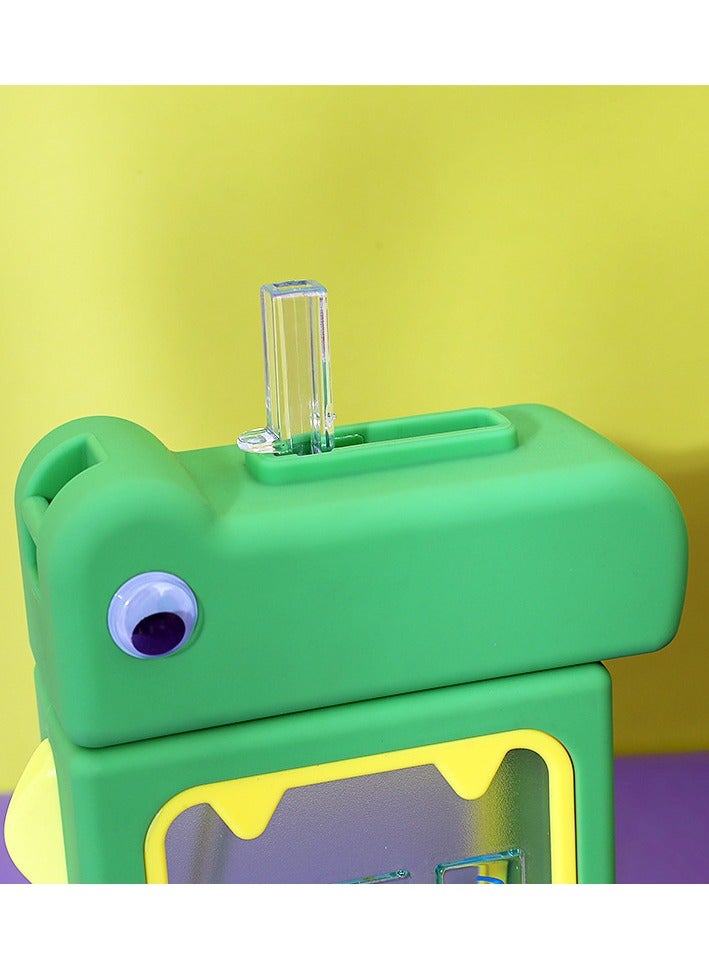Twisoo Dino Design Water Bottle for Kids, Leak-Proof Tritan Bottle with Strap, BPA-Free, Non-Spill, 480ml, Orange - Image 2