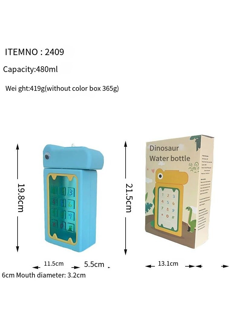 Twisoo Dino Design Water Bottle for Kids, Leak-Proof Tritan Bottle with Strap, BPA-Free, Non-Spill, 480ml, Orange - Image 4