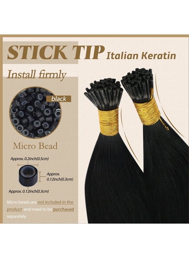 YoungSee Black I Tip Hair Extensions Human Hair 14 inch Itip Human Hair Extensions Black 100 Strands 50g #1 Jet Black I Tip Hair Extensions Real Human Hair I Tip Extensions Cold Fusion Hair Extensions - Image 3
