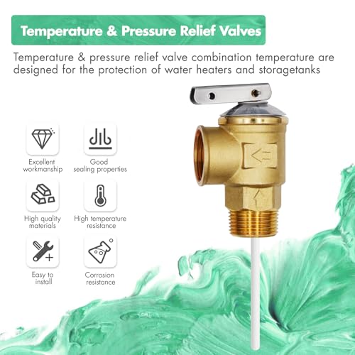 VAV Temperature Pressure Relief Valve, 3/4" NPT Female Thread, 150 PSI, 4" Temperature Probe, Lead-Free Copper, CSA LISTED - Image 2