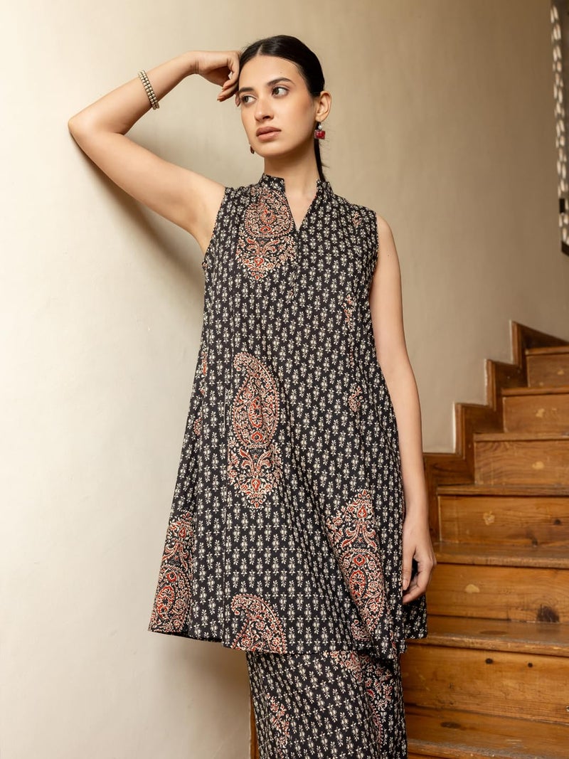 FIORRA Women's Black Printed Cotton Co-ord Set - Image 5