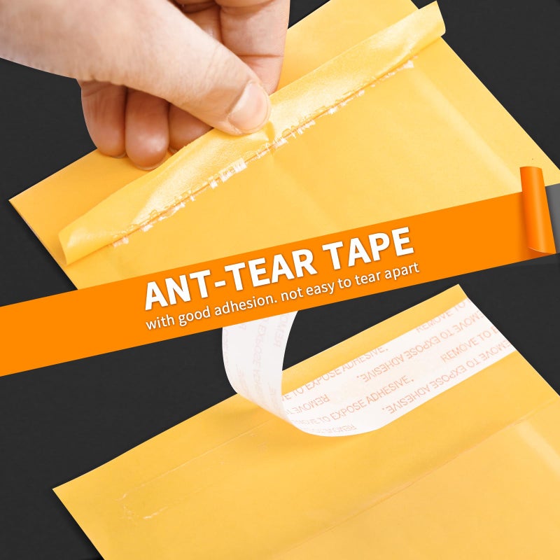 packbabol Kraft bubble mailers 3.5x5 Inch 100 Pack,Self-Sealing Paper Envelopes for Packaging,Strong Adhesion Envelope Mailers, Small Waterproof Cushioned Padded Shipping Bags Yellow #0000 - Image 3