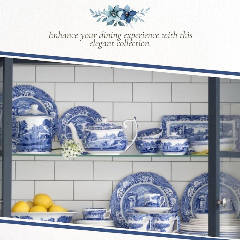 Spode Blue Italian Salad Plate, Set of 4-7.25” Fine Earthenware with Oriental Design, Dishwasher, Microwave, Freezer Safe, Classic Blue & White Dinnerware - Made in England - Image 5