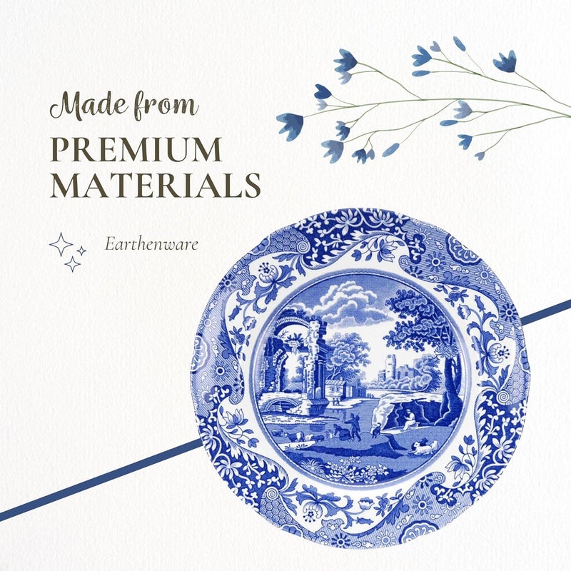 Spode Blue Italian Salad Plate, Set of 4-7.25” Fine Earthenware with Oriental Design, Dishwasher, Microwave, Freezer Safe, Classic Blue & White Dinnerware - Made in England - Image 4