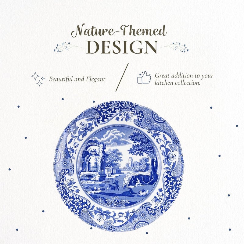 Spode Blue Italian Salad Plate, Set of 4-7.25” Fine Earthenware with Oriental Design, Dishwasher, Microwave, Freezer Safe, Classic Blue & White Dinnerware - Made in England - Image 3
