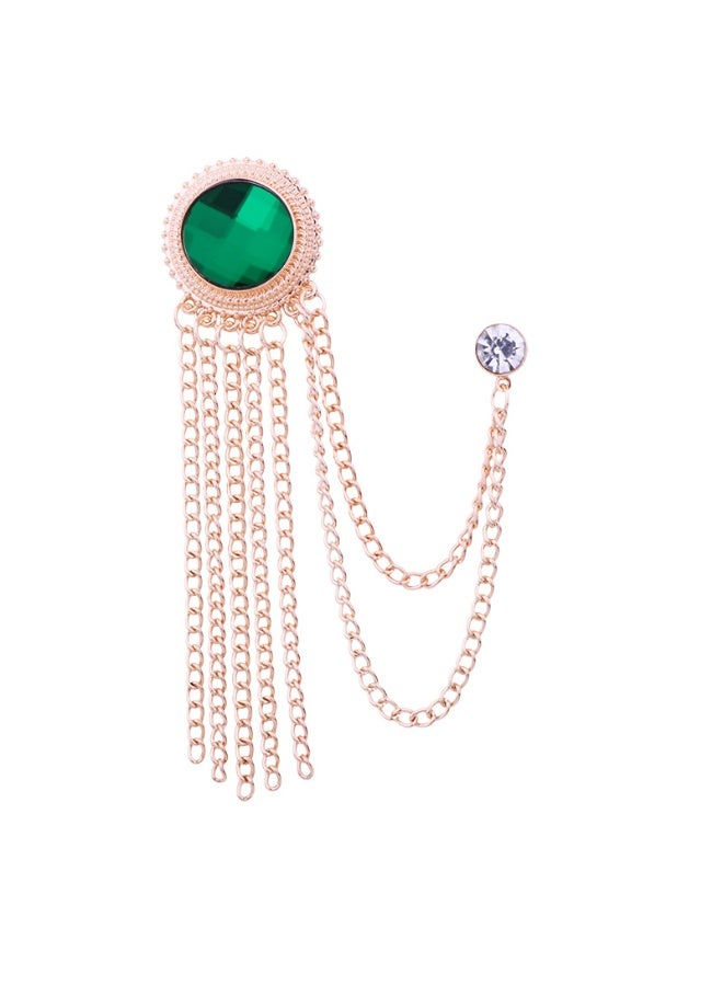 Shougu Versatile Temperament Personality Gemstone Tassel Chain Suit Brooch