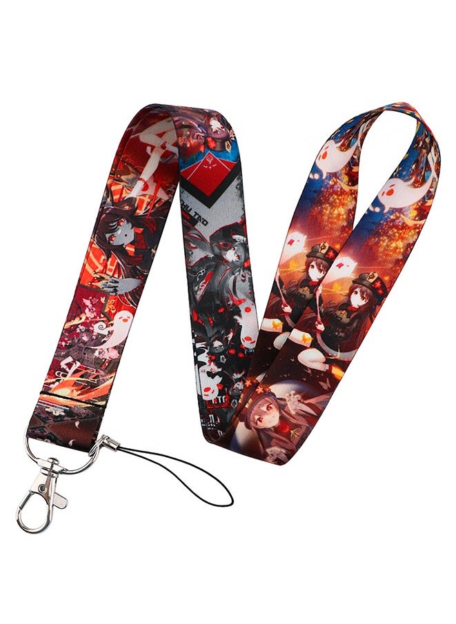 Generic Genshin Hu Tao Neck Strap Lanyard ID Credit Card Pass Lanyard, for Mobile Phone And U disk Neck Strap Keychain Soft Fabric Lanyard  - Image 1