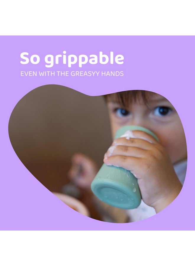 APLAINR Grip Cup, Silicone Open Training Cup for Baby and Toddler, 3 fl oz, Easy Grip, Non-Slip, Heavy Base, Microwave & Dishwasher Safe, No BPA, Pack of 2, Blue Hour - Image 3