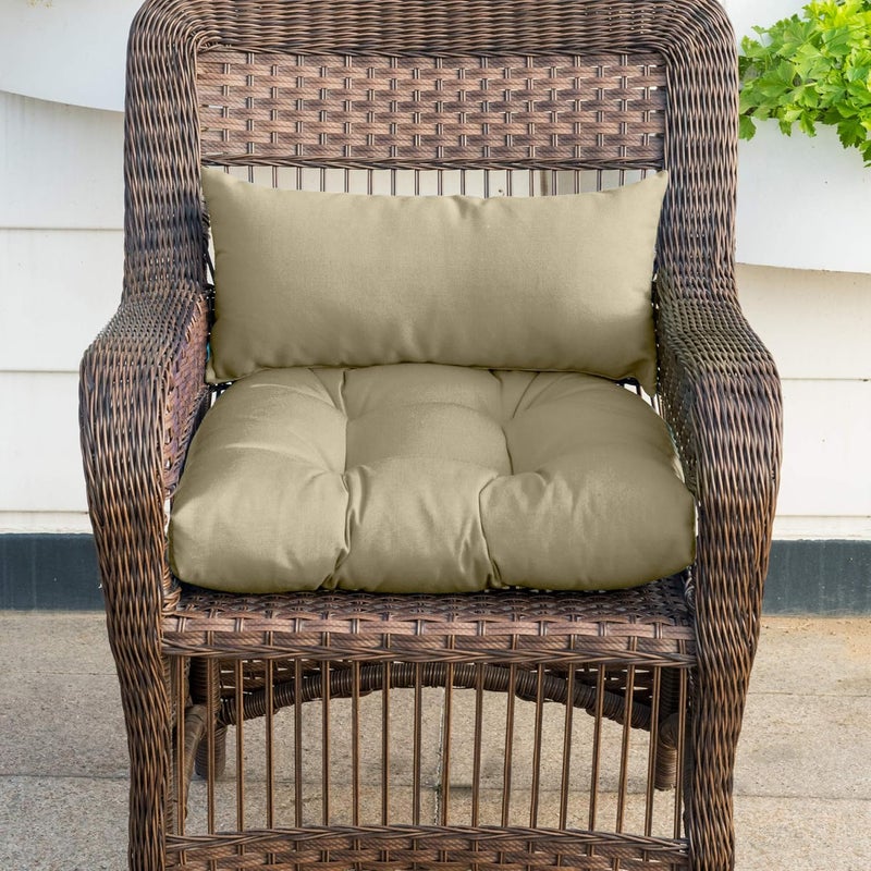 QILLOWAY Outdoor Patio Wicker Seat Cushions Group Loveseat/Two U-Shape/Two Lumbar Pillows for Patio Furniture,Wicker Loveseat,Bench,Porch,All Weather, Settee of 5 (Beige) - Image 4