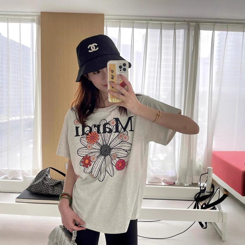 In-Stock Korean Trendy Brand Mardi Short-Sleeve Women''s 25 Summer New Daisy Print Round Neck Pure Cotton Top T-Shirt Wholesale - Image 2