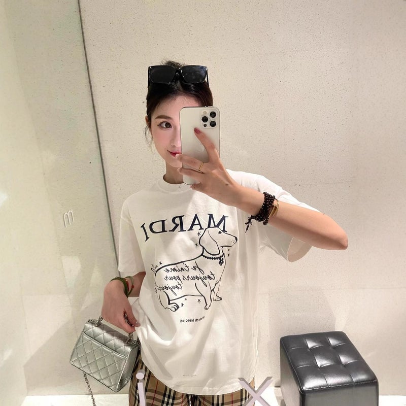 In-Stock Korean Trendy Brand Mardi Short-Sleeve Women''s 25 Summer New Daisy Print Round Neck Pure Cotton Top T-Shirt Wholesale - Image 5