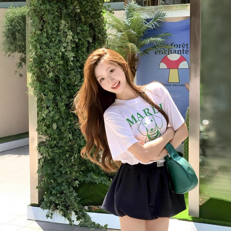 In-Stock Korean Trendy Brand Mardi Short-Sleeve Women''s 25 Summer New Daisy Print Round Neck Pure Cotton Top T-Shirt Wholesale - Image 4