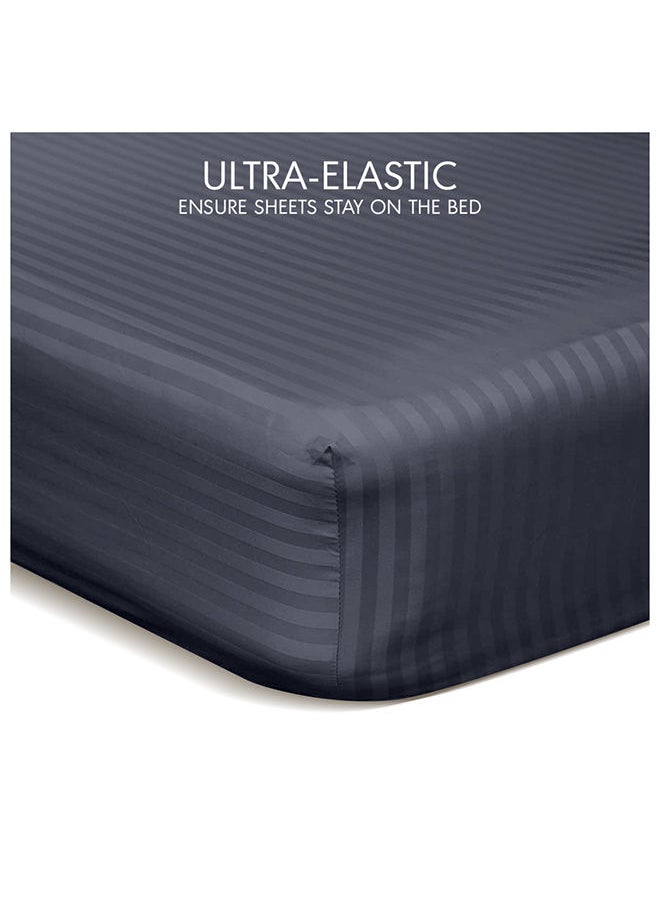 Hotel Linen Klub Down Alternative Comforter  Set -Ultra Soft Brushed Stripe Microfiber Fabric, 200GSM Soft Fibersheet Filling, Size : King  240 x 260cm , Color: Dark Grey  - Image 5