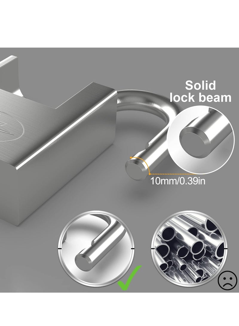 Padlock, Lock for Outdoor Use with Key, 2Pcs 60mm Impact Cut Resistance Anti-Rust Padlock Outdoor Weatherproof Lock with 10mm Shackle High Security Lock for Warehouse, Container, Gym Locker, Garage - Image 3