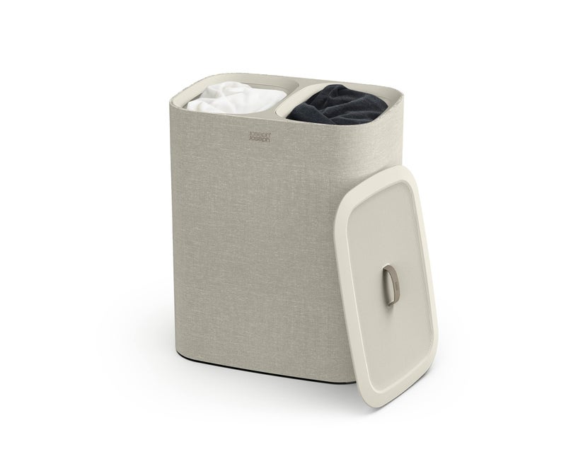 Joseph Joseph Tota 90 liter238 gallon Laundry Hamper Separation Basket with lid 2 Removable Washing Bags with Handles Ecru - Image 2