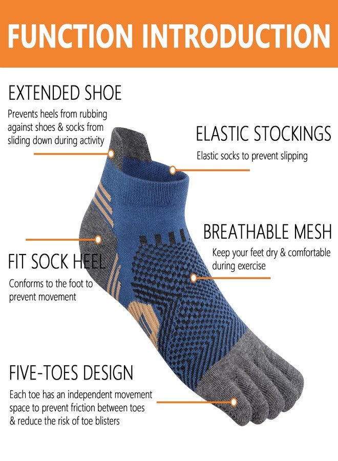 ABTRAV Men's Toe Socks Cotton Athletic Socks No Show Five Finger Sports Socks Arch Support Ankle Socks 6-9/9-12 - Image 2